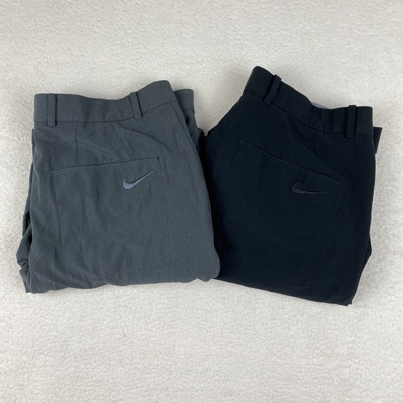 LOT OF 2 NIKE 'Flex Hybrid' Mens Golf Pants 38/32 Black Gray Lightweight Stretch - Picture 1 of 16